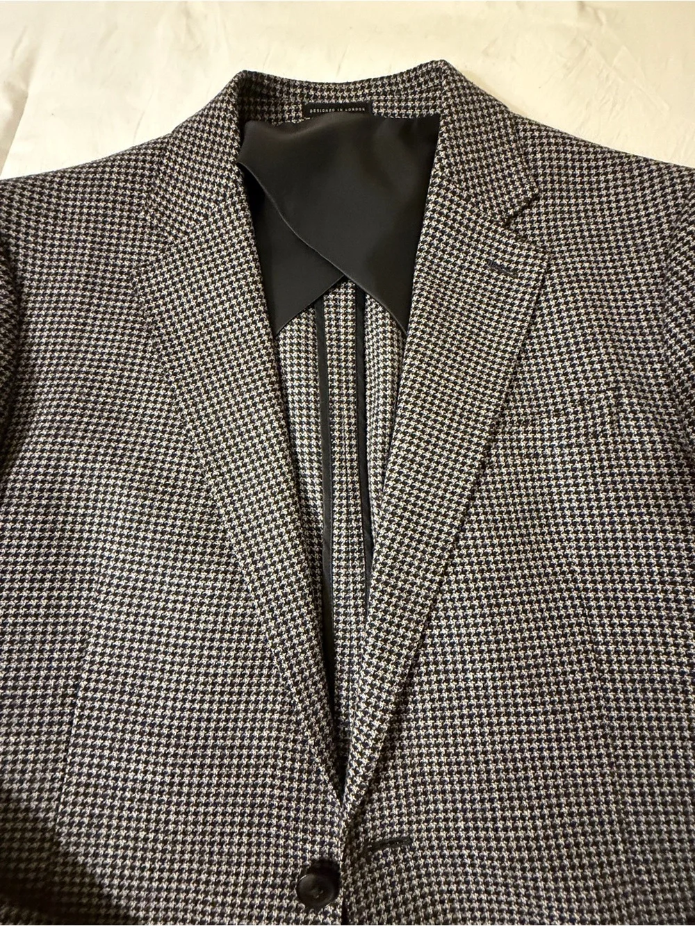 Reiss Black & White Houndstooth Blazer